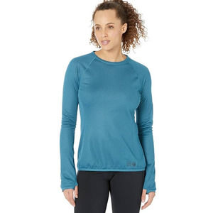 Reebok Womens Long Sleeve Crew Performance Activewear Layer Thumbholes Top Large
